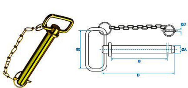 Hitch Pin with Chain & Linch Pin - Image 2