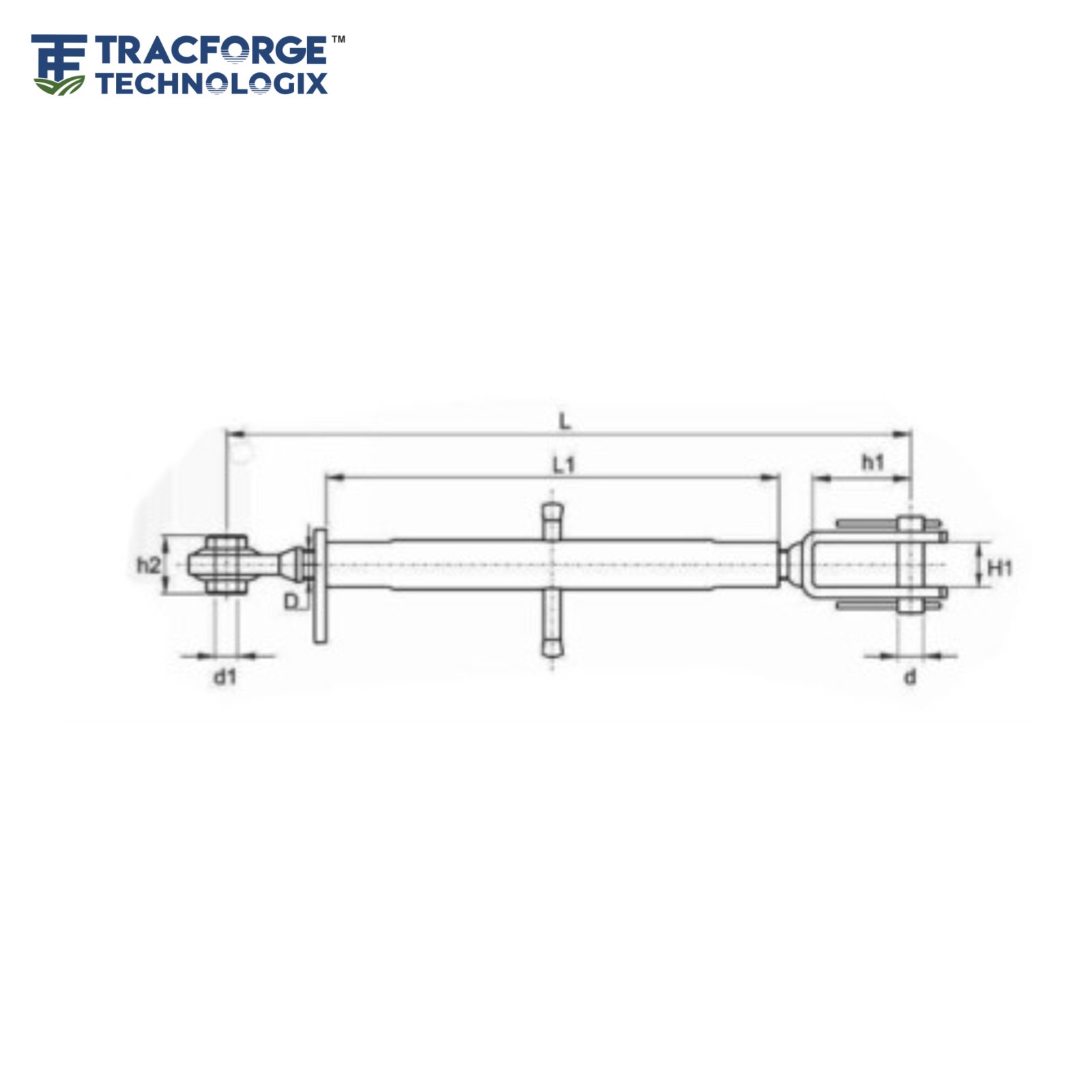 Adjustable tractor stabilizer turnbuckle assembly technical drawing for OEM linkage systems