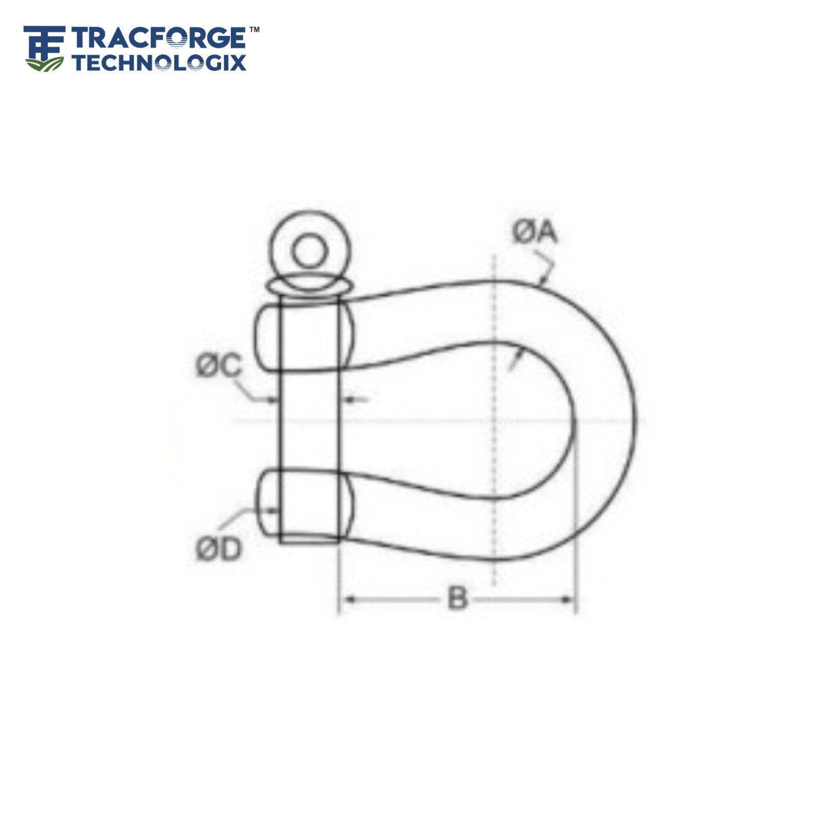Clevises screw pin technical drawing for OEM tractor linkage and trailer hardware applications