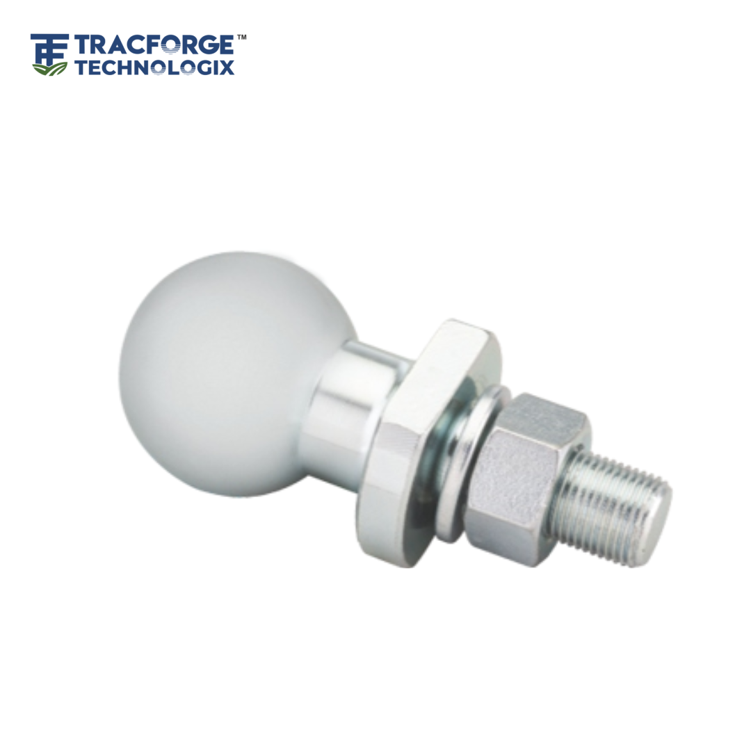 Hitch ball with cut OEM agricultural component manufactured for trailer and tractor hitch systems