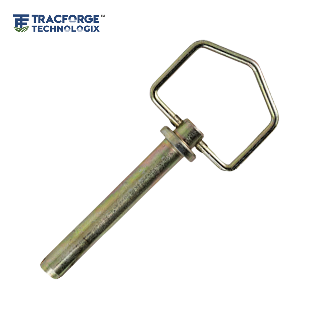 Hitch pin curved handle used for securing tractor and agricultural implement attachments, manufactured for OEM and export supply.