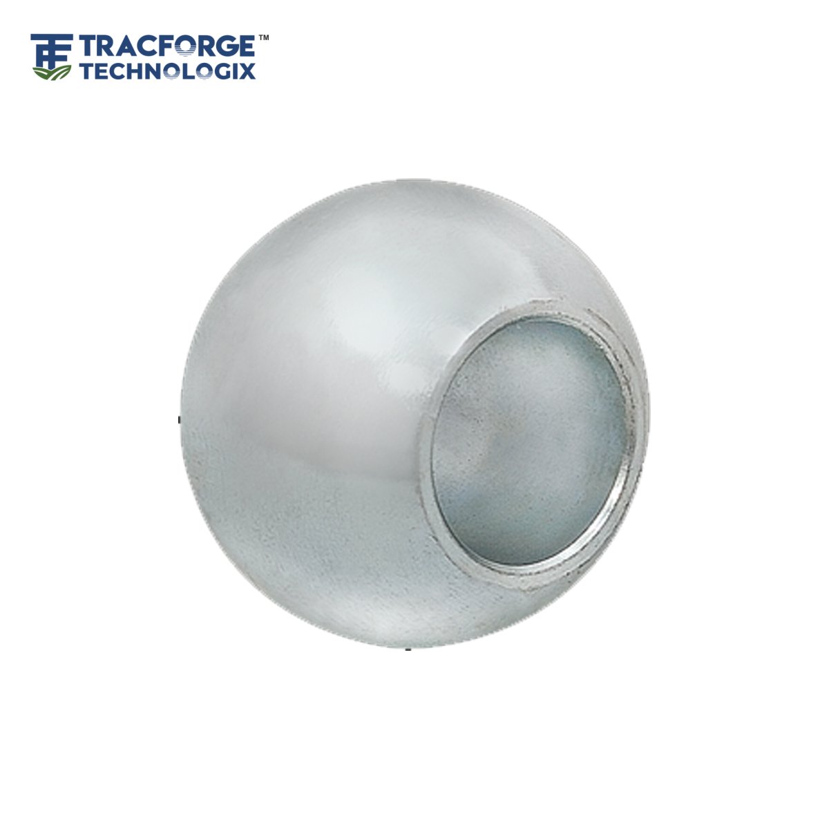 Lower link ball used in tractor three-point linkage systems for secure agricultural implement attachment.