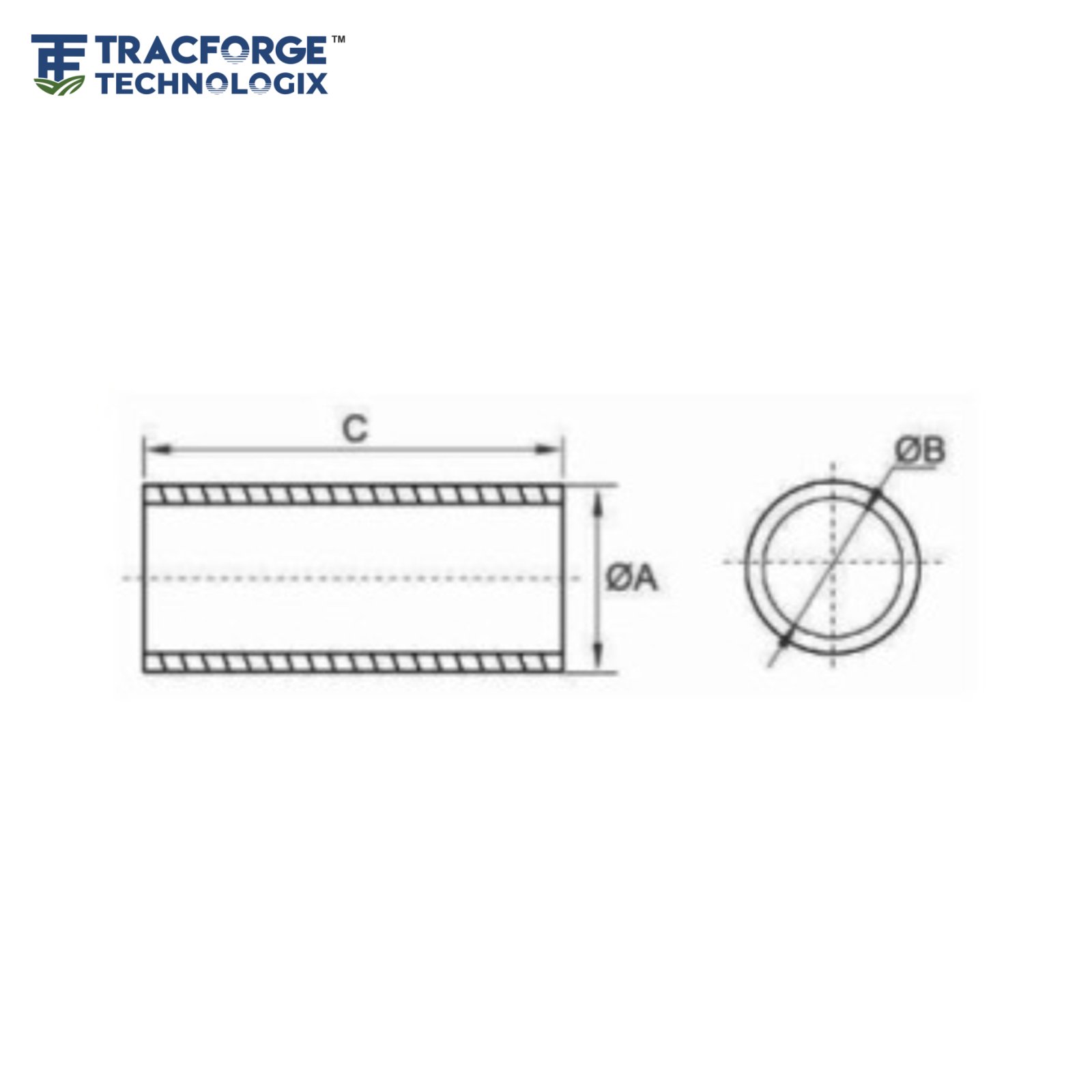 Replacement bushes technical drawing for OEM tractor linkage and agricultural components