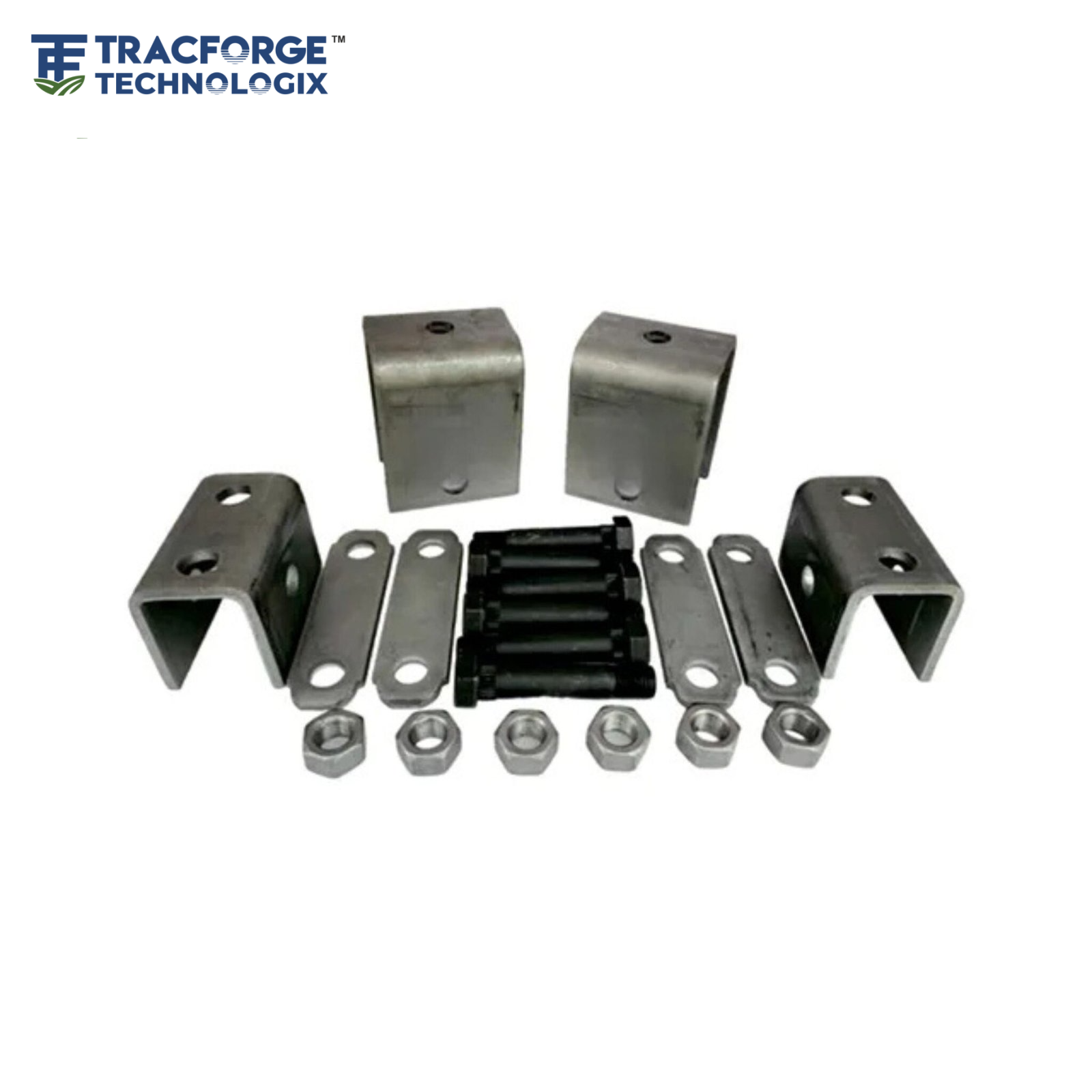 Single Axle Hanger Kit APS4 with leaf spring hangers, equalizer components, bolts and mounting hardware for trailer suspension systems