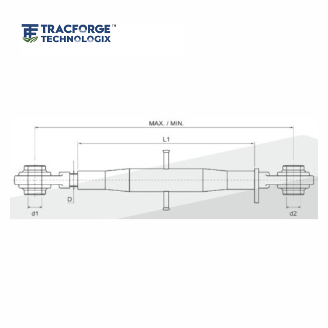Technical drawing of top link assembly UNC showing thread specification and dimensions