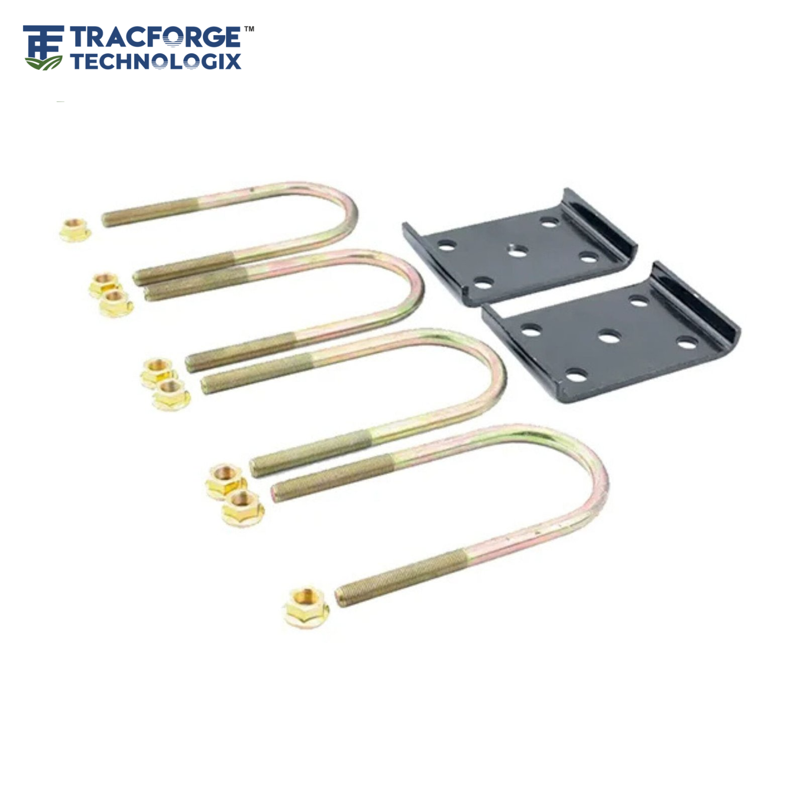 Trailer U-Bolt suspension kit with heavy-duty U-bolts, mounting plates and nuts for axle and leaf spring installation