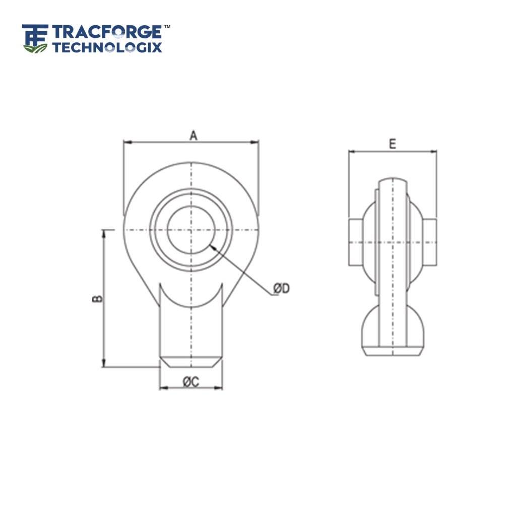 Weld on ends technical drawing for tractor linkage and agricultural equipment assemblies
