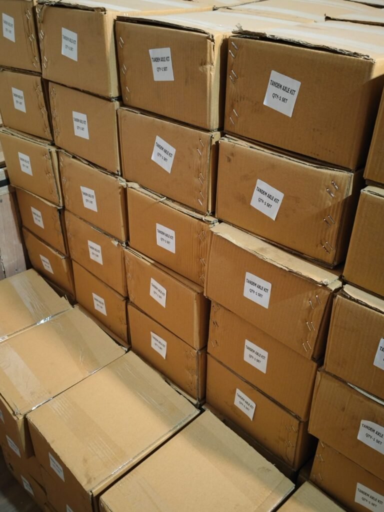trailer parts packed and ready for dispatch in warehouse export shipment