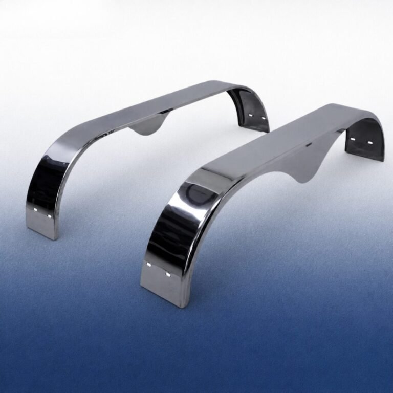 Tracforge Technologix tandem axle chrome trailer fenders with high-polish finish for heavy-duty commercial trailers.